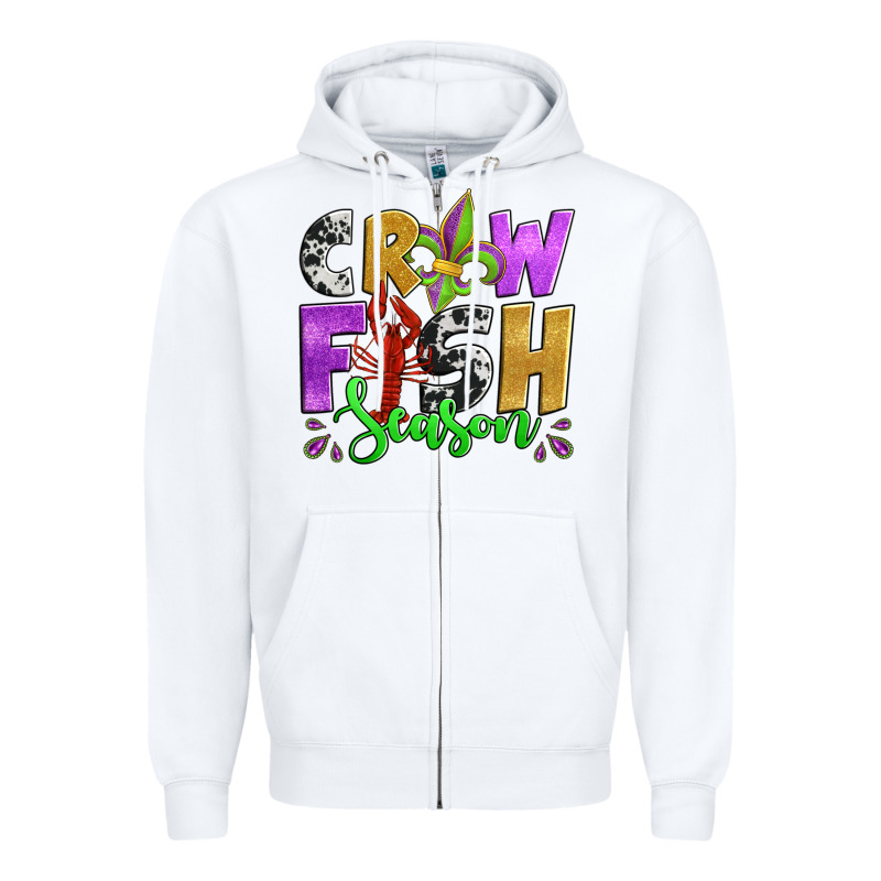 Crawfish Season Mardi Gras Carnival Fleur De Lis Zipper Hoodie by Jasminsmagicworld | Teevron