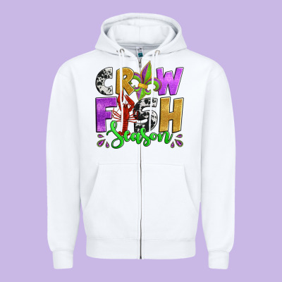 Crawfish Season Mardi Gras Carnival Fleur De Lis Zipper Hoodie Designed By Jasminsmagicworld