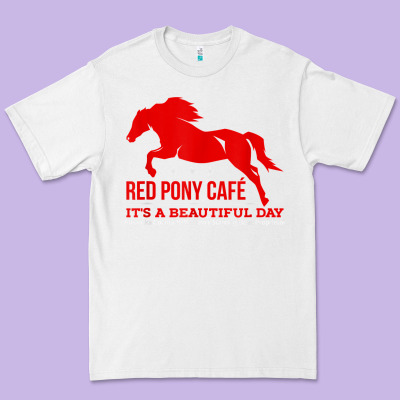 Red Pony Cafe, Funny Cute Horse Lover Premium Tee Designed By Artmosaic