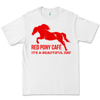 White Red Pony Cafe, Funny cute horse lover Premium Tee - ArtMosaic