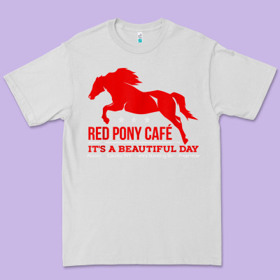 Red Pony Cafe, Funny Cute Horse Lover Premium Tee Designed By Artmosaic