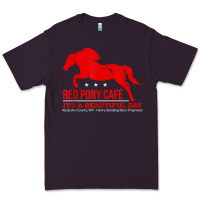 Plum Red Pony Cafe, Funny cute horse lover Premium Tee - ArtMosaic