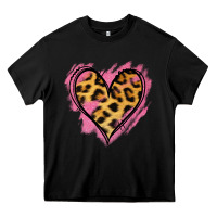 Black Leopard Pink Glitter Heart Heavy Core Tee - Jasminsmagicworld