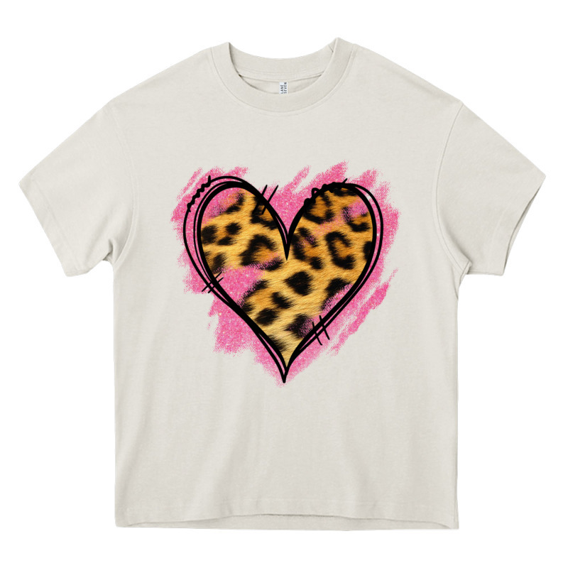 Leopard Pink Glitter Heart Heavy Core Tee by Jasminsmagicworld | Teevron