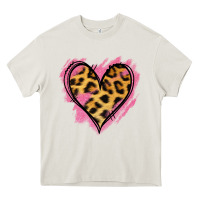Cream Leopard Pink Glitter Heart Heavy Core Tee - Jasminsmagicworld