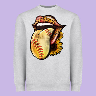 Softball Tongue Heavyweight Sweatshirt Designed By Jasminsmagicworld
