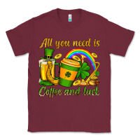 Burgundy St. Patrick's All you need is coffee and luck Classic Tee - OliviaCreatesArt