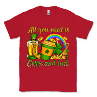 Red St. Patrick's All you need is coffee and luck Classic Tee - OliviaCreatesArt