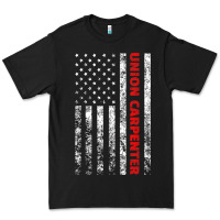 Union Carpenter With A Vintage American Flag For Fans Premium Tee | Teevron