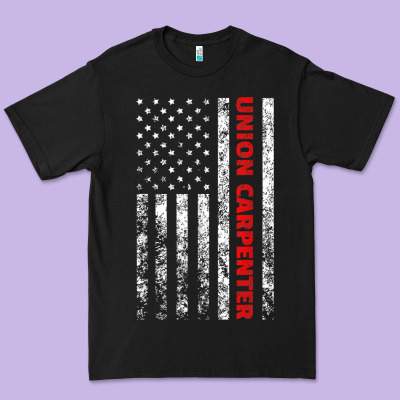 Union Carpenter With A Vintage American Flag For Fans Premium Tee Designed By Artmosaic