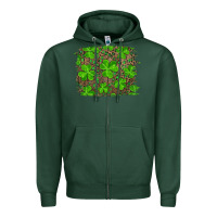 Sports Green st patrick's day shamrock and leopard distressed Zipper Hoodie - RanaPortraitStore