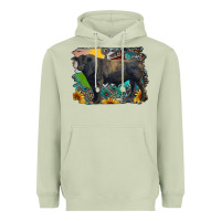 Black Angus Bull With Aztec And Farm Background Heavyweight Hoodie | Teevron