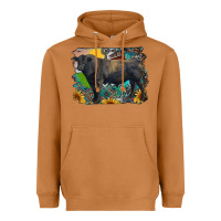 Meerkat black angus bull with aztec and farm background Heavyweight Hoodie - RanaPortraitStore