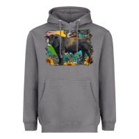 Storm black angus bull with aztec and farm background Heavyweight Hoodie - RanaPortraitStore