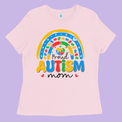 Proud Autism Mom Rainbow Ladies Tee Designed By Cowhidedigitalart