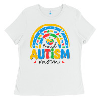 White proud autism mom rainbow Ladies Tee - CowhideDigitalArt