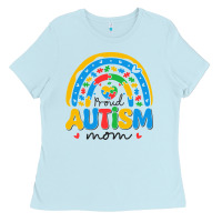 Baby Blue proud autism mom rainbow Ladies Tee - CowhideDigitalArt