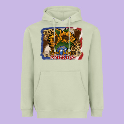 Patriotic Sunflower God Bless America Heavyweight Hoodie Designed By Jasminsmagicworld
