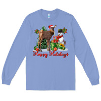Colony Blue happy holidays baby deer Long Sleeve Tee - LillyAllenDesigns