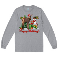 Heather Grey happy holidays baby deer Long Sleeve Tee - LillyAllenDesigns