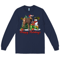 Navy happy holidays baby deer Long Sleeve Tee - LillyAllenDesigns