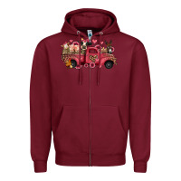 Burgundy valentines day leopard farm animals truck Zipper Hoodie - Jasminsmagicworld
