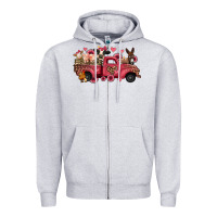Heather Grey valentines day leopard farm animals truck Zipper Hoodie - Jasminsmagicworld