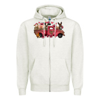 Oatmeal Heather valentines day leopard farm animals truck Zipper Hoodie - Jasminsmagicworld