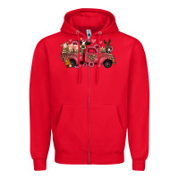 Red valentines day leopard farm animals truck Zipper Hoodie - Jasminsmagicworld