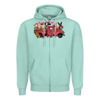 Seafoam valentines day leopard farm animals truck Zipper Hoodie - Jasminsmagicworld
