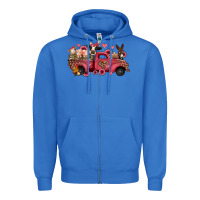 True Royal valentines day leopard farm animals truck Zipper Hoodie - Jasminsmagicworld
