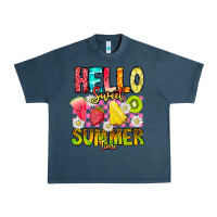 Midnight Navy Hello Sweet Summer Time Urban Heavy Tee - CowhideDigitalArt
