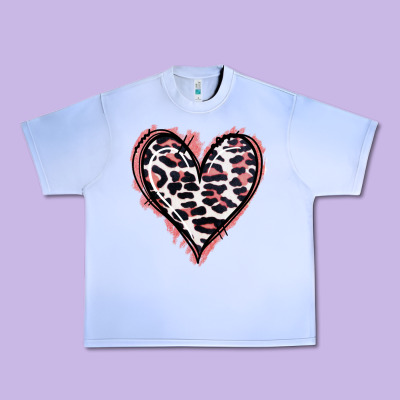 Leopard Glitter Heart Urban Heavy Tee Designed By Jasminsmagicworld