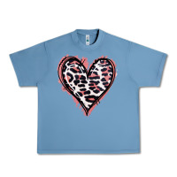 Pebble Blue Leopard Glitter Heart Urban Heavy Tee - Jasminsmagicworld