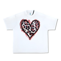 White Leopard Glitter Heart Urban Heavy Tee - Jasminsmagicworld