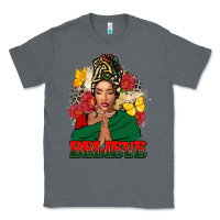 Charcoal Heather Believe black woman Classic Tee - FaDigitalArtStudio