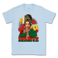 Dusty Blue Believe black woman Classic Tee - FaDigitalArtStudio