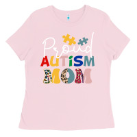 Bubblegum Pink Proud Autism Mom Leopard Pattern Design Autism Awa Ladies Tee - CowhideDigitalArt