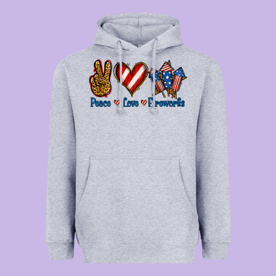 Peace Love Fireworks Heavyweight Hoodie Designed By Jasminsmagicworld