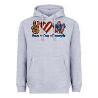 Heather Grey Peace Love Fireworks Heavyweight Hoodie - Jasminsmagicworld