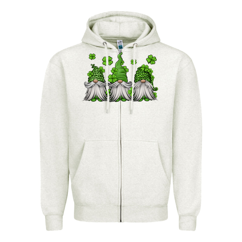 St Patricks Gnomes Zipper Hoodie by Jasminsmagicworld | Teevron