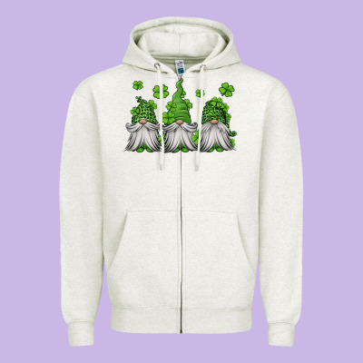 St Patricks Gnomes Zipper Hoodie Designed By Jasminsmagicworld