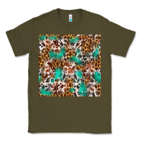Army Green Western Turquoise Glitter Cowhide Leopard Seamless Classic Tee - FaDigitalArtStudio
