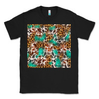 Black Western Turquoise Glitter Cowhide Leopard Seamless Classic Tee - FaDigitalArtStudio