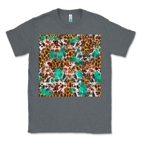 Charcoal Heather Western Turquoise Glitter Cowhide Leopard Seamless Classic Tee - FaDigitalArtStudio