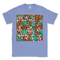 Colony Blue Western Turquoise Glitter Cowhide Leopard Seamless Classic Tee - FaDigitalArtStudio