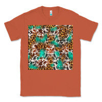 Copper Western Turquoise Glitter Cowhide Leopard Seamless Classic Tee - FaDigitalArtStudio