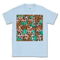 Dusty Blue Western Turquoise Glitter Cowhide Leopard Seamless Classic Tee - FaDigitalArtStudio