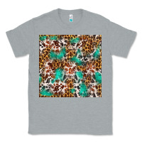 Heather Grey Western Turquoise Glitter Cowhide Leopard Seamless Classic Tee - FaDigitalArtStudio