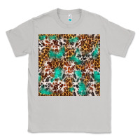 Moon Dust Western Turquoise Glitter Cowhide Leopard Seamless Classic Tee - FaDigitalArtStudio